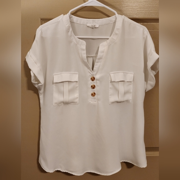 mine Tops - MINE - White blouse Size Large